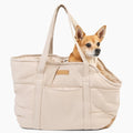 NoblePup Plush Dog Purse Carrier for Small Dogs, Soft Tote Bag with Safety Harness Clip, Cozy Pet Carrier for Dogs Under 15 lbs, Comfortable Dog Shoulder Carrier for Travel, White 2.0