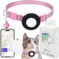 GPS Tracker for Cats, Mini GPS Pet Tracker, IPX8 Waterproof Cat Trackers,No Monthly Fee,Work with Apple Find My(iOS Only),Smart Trackers for Pets-Pink-5