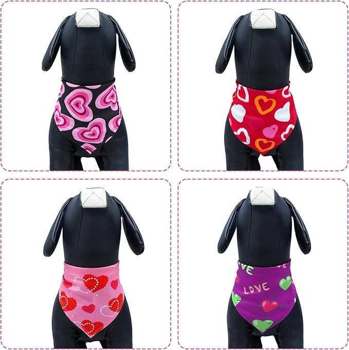 30 Pack Valentines Day Dog Bandanas Bulk for Small Dogs Kittens Breed 18 Inch Adjustable Valentine's Day Dog Bandanas XS Scarves Party Grooming S