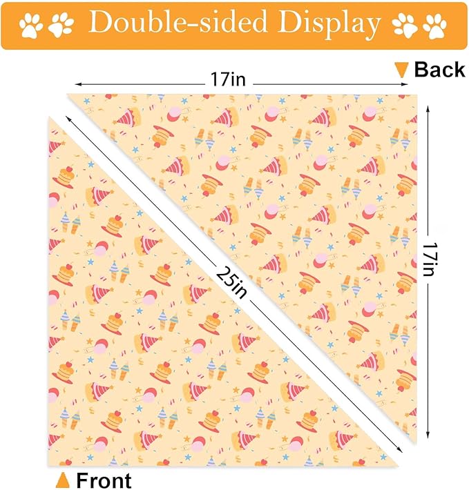 Birthday Dog Bandanas, Double Side Reversible Large Pet Scarves, Celebration Set, Adjustable Triangle Holiday Bandanas for Dogs Girl Boy Pets