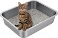 Large Stainless Steel Litter Box with High Sided, Metal Cat Litter Box, Odor-Free Non-Stick Litterbox Pan, Easy to Clean Pet Supplies Toilet Tray for Indoor Cats, Kittens or Multicat Homes