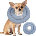 IDOMIK Dog Recovery Collar, Waterproof Soft Dog Cone After Surgery, Comfy Protective Elizabethan Collar Alternative for Dogs Cats, Adjustable Pet Neck Donut Cone Anti-Licking Biting Wounds,Blue,S