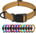 TagME Reflective Nylon Dog Collars, Adjustable Classic Collar with Quick Release Buckle for Small Dogs, Khaki, 5/8" Width