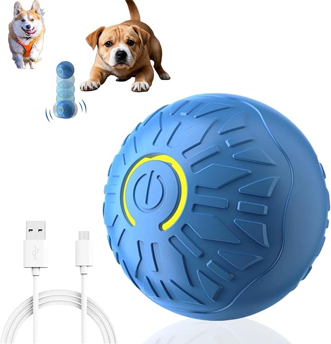 Interactive Dog Toys Dog Balls,Durable Motion Activated Automatic Rolling Ball Toys for/Small/Medium Dogs（Blue