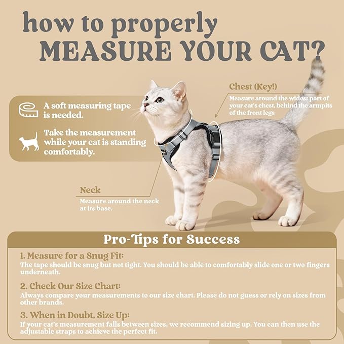 rabbitgoo Cat Harness and Leash for Walking, Escape Proof Soft Adjustable Vest Harnesses for Cats, Easy Control Breathable Reflective Strips Jacket, Grey, S