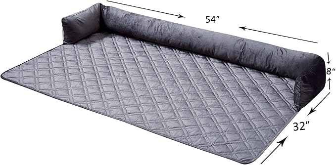 Brilliant Sunshine Premium Calming Dog Bed Mat, Silky Velvet, Removable Washable Cover, Cushion Protector and Couch Covers for Dogs, Pets, Cats, Extra Large, Grey