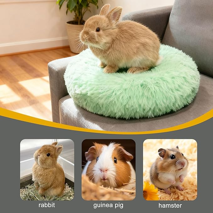 Bunny Rabbit Hideout Bed Small Animal Bedding Donut-Shaped Burrowing Pet Bed Soft and Warm Hideaway with Spandex and Fleece Bottoms Cozy Carrier, Cage Accessories