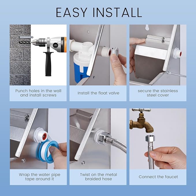 Automatic Water Dispenser for Dog,2.1 Gallon Dog Water Bowl Dispenser for Outdoor,304 Stainless Steel Automatic Pet Waterer for Cat Chicken Livestock (Drainage Hole)
