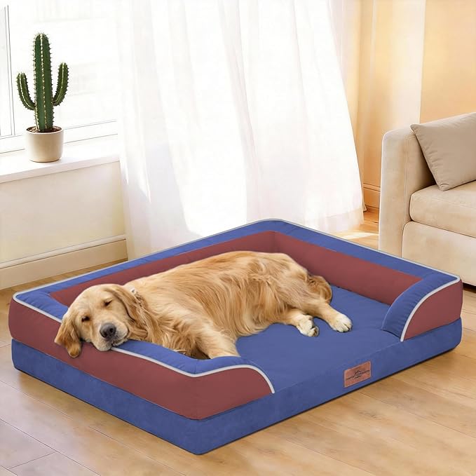 Comfort Expression Orthopedic Dog Bed for Extra Large Dogs 42x30 Inch, Waterproof Egg Crate Foam XL Pet Bed with Removable Bolsters, Dog Couch with Washable Cover & Non-Slip Bottom, American Flag 4