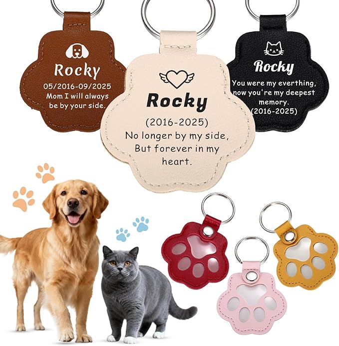 Custom Leather Pet Fur Keychain – Personalized Memorial Keepsake Keyring for Friend, Dog Cat Hair Sympathy Gifts﻿