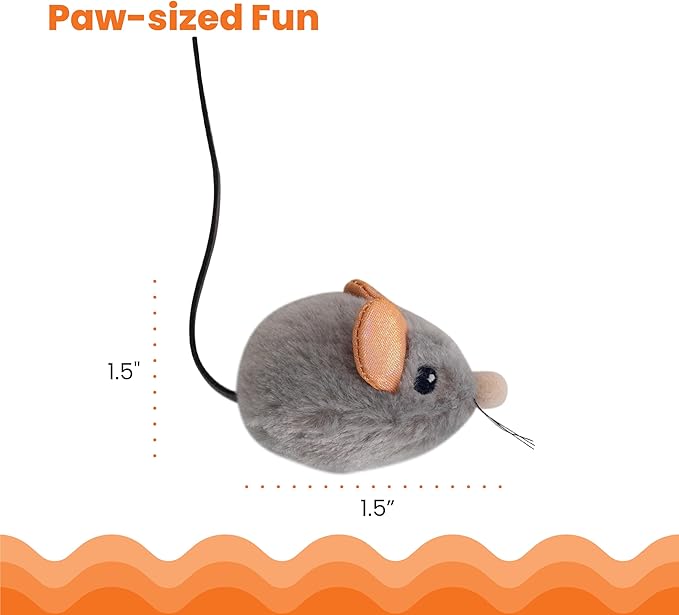 Catstages Squeak Squeak Mouse Cat Toy with Touch-Activated Sound & Catnip,Gray,(Pack of 2)