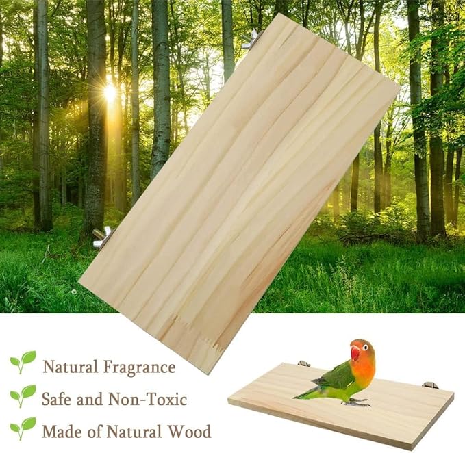 Litewoo Parrot Bird Wood Perch Platform Large Stand Shelf for Birds Budgie Parakeet Cockatiel Conure Cockatoo Macaw African Grey (2PC)