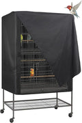 Explore Land Bird Universal Pet Cage Cover Good Night for Cats, Mink, Totoro, Parakeet, Parrot and Small Animals (Black, L)
