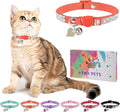 Rhinestone Cat Collar Breakaway with Bell, Diamond Cat Collar with Safety Buckle Quick Release for Girl Boy Small Kitten Pets Puppy,Cute Soft Female Male Cat Collars, Color Orange 8-12"