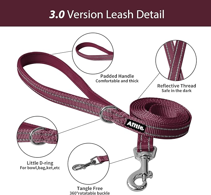 AIITLE Step in Dog Harness and Leash Set - Christmas No Pull Escape Proof Vest Harnesses with Soft Mesh and Reflective Bands, Adjustable Pet Outdoor Harnesses for Small and Medium Dogs Burgundy M
