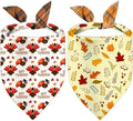 Thanksgiving Dog Bandana 2 Pack, All 4 Patterns Pumpkin Turkey Dog Scarf, Fall Autumn Leaves Pet Thanksgiving Bandanas for Medium Large Dogs, Triangle Reversible Fall Pet Scarf