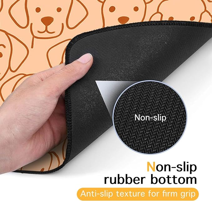 Adorable Cute Dog Faces Pattern Pets Food Mat Spill-Proof Pets Feeding Mats Cats Food and Water Bowl Pet Easy Clean Fast Dry Pet Mats for Foods and Water Mat for Cat Dogs 20" x 12"