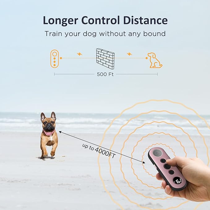 PATPET Shock Collar for Dogs - 4000FT Dog Training Collar with Remote, IPX7 Waterproof 4 Modes(Beep/Vibration/Shock/Safe) Dog Shock Collar, Rechargeable E-Collar for Small Medium Large Dogs (5-120Lbs)