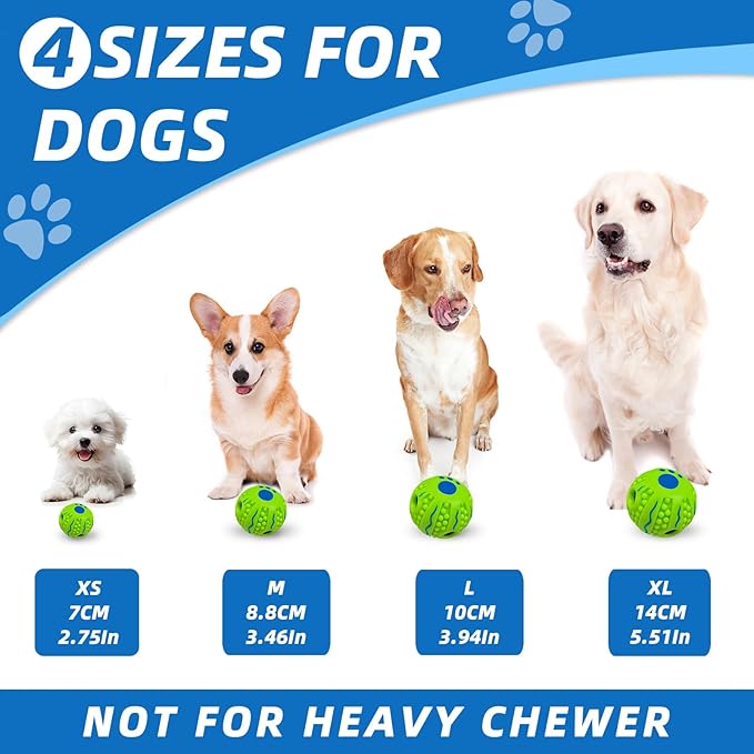 Spiky Interactive Dog Toys Ball, Shaking with Gibbering Sound, for Training, Teeth Cleaning & Herding, Wave, L, 3.94 in (10 cm)