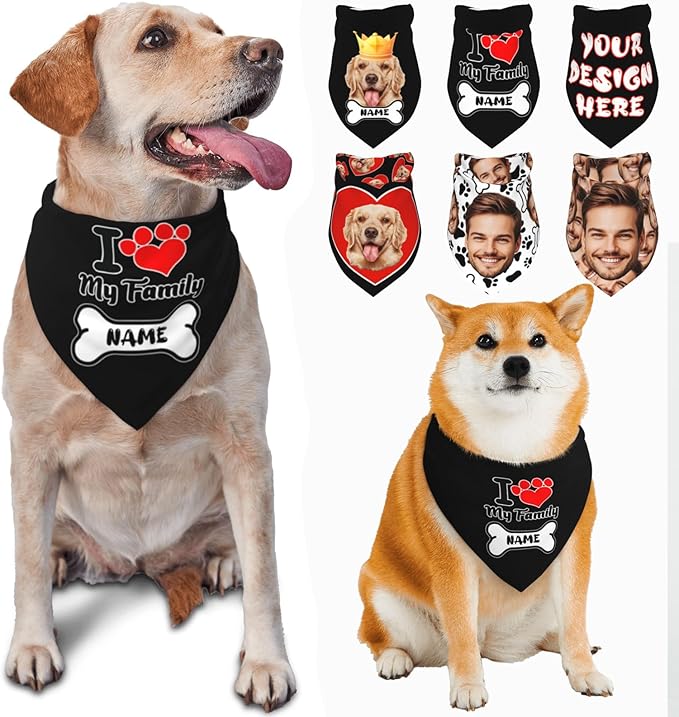 Custom Dog Bandana for Cat Dog Pet Add Your Design Personalized Neckwear Bandanas with Your Text Logo Image Customized Pet Scarf Funny Gifts Style 09