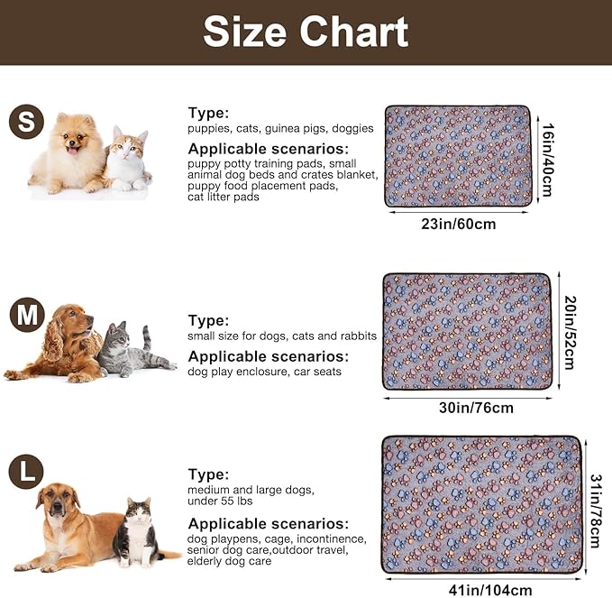Dono 1 Pack 3 Pink Dog Blankets for Small Dogs, Soft Fluffy Paw Print Pattern Fleece Pet Blanket Warm Sleep Mat, Puppy Kitten Blanket Doggy Mat for Small Dogs Girl -23 * 16in