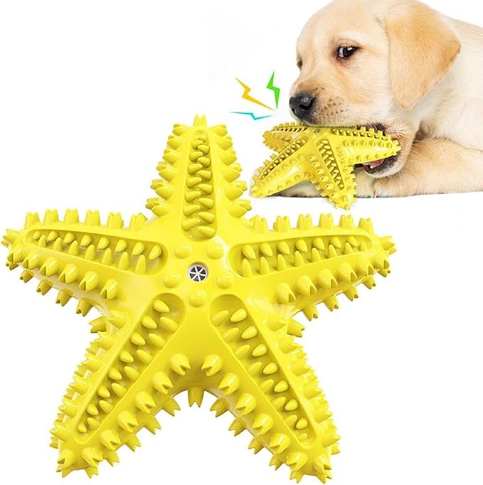 Chew Toy for Dog Toothbrush Stick Dog Toys for Aggressive Chewers Interactive Toys Treats Tough Toy to Keep Them Busy Chew Toys for Small Dogs (Star Toy - Yellow)