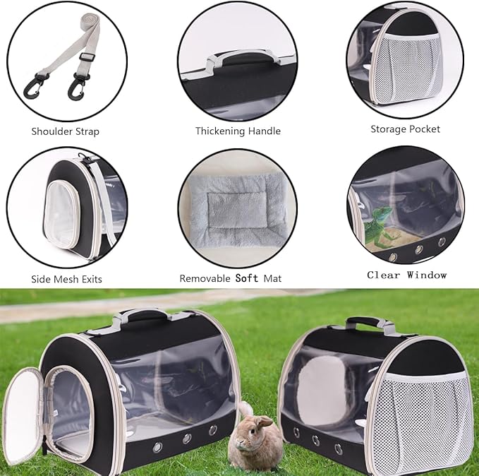 Lizard Travel Carrier Backpack,Guinea Pig Backpack Carrier,Space Capsule Clear Bubble Window Astronaut Reptile Carrier Backpack for Bearded Dragon,Hamster,Sugar Glider,Bunny