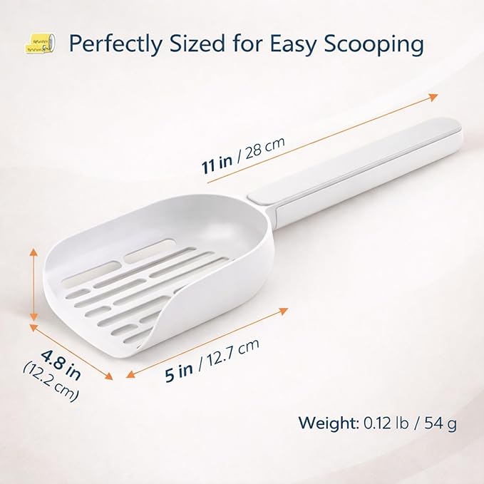 Cat Poop Scooper Cleaning Shovel, Plastic Candy Color Shovel, Ergonomic Pet Cleaning Tool, Litter Box Scooper, Large Cat Litter Scoop. (White)