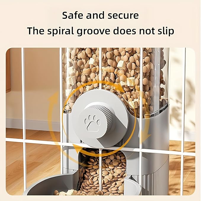 GPY Automatic Hanging Gravity Pet Feeder and Water Dispenser Set ，Automatic Rabbit Feeder and Dog Water Dispenser for Dogs Cats Pets Animals Large Capacity (Blue Water Feeder&Food Feeder) (Grey)
