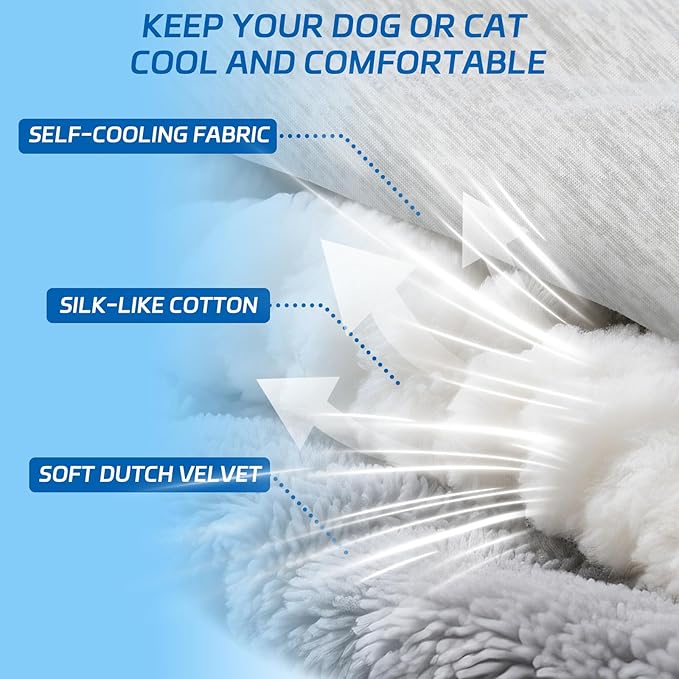 Dog Cooling Mat Self Coolings Foldable Cooling Pad for Dog in Summer Coolings Mat for Dogs and Cats Machine Washable (Rectangle,Gray, X-Large-59 L x 40" W)