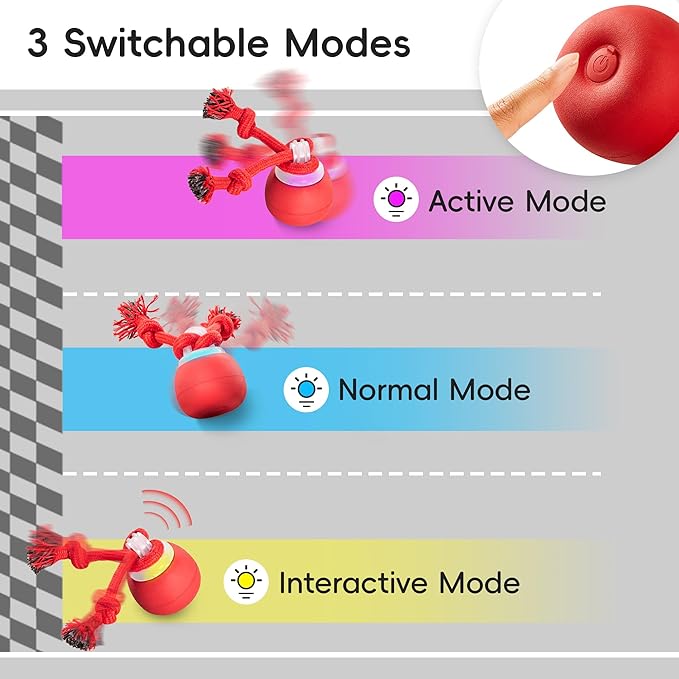 Potaroma Interactive Dog Ball Toys Touch Activated, Rechargeable, Squeaky Dog Toy, Moving Ball for Pup with Rope for Medium Small Dogs Puppy Dark Red