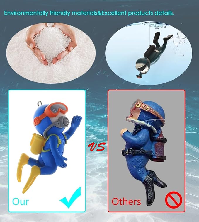 2-Pack Cute Little Diver Fish Tank Decorations Aquarium Decoration Floating Aquarium Accessories Fish Playmate for Fish Tank Suitable for All Kinds of Fish and Fish Tanks Swimming Pool
