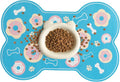 Dog Food Mat, 0.15” Thickened Super Absorbent Pet Feeding Mat for Food and Water, Fruit Donut Pattern Cat Placemat, Quick Dry Non-Slip Dog Bowl Mat, Water Splash Proof（Large Donut Blue）