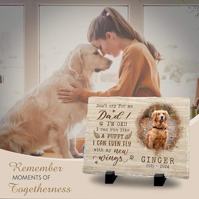 Keepsake Headstone: Honoring The Love of Your Feline or Canine Companion - Remember The Happy Times, Dad or Mom - Sentimental Gift for Pet Lovers