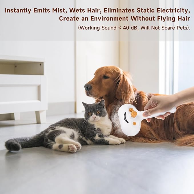 Pet Steam Brush for Dog & Cat – shower bath brush – Steam for Shedding & Grooming Water Brush for Long & Short Haired Pets Spritz Defur Comb 3-in-1 Spray Hair Removal Comb