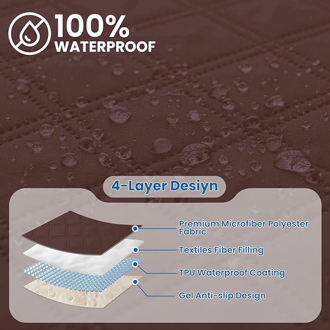 Waterproof Dog Blanket, Non-Slip Soft Pet Bed Cover, Couch Cover for Dogs Washable, Protects Sofa, Furniture, Crate, Car, Tear Resistant Leakproof Pet Blanket (30x70 Inch, Coffee)