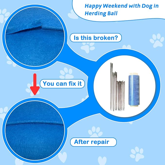 Herding Ball for Dogs, Dual Layered Herding Dog Ball Set for Australian Shepherd, Cattle, Collie, for Dog, Agility Equipment- Free Training Book (Blue, 18 inch)