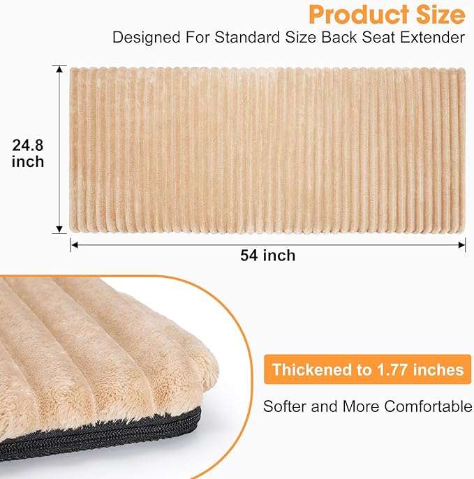 FURTIME Backseat Pet Bed Mat, Non-Slip Dog Bed for Car Back Seat, Washable Travel Pet Mat with Removable Cover, Dog Seat Covers Protector Fit for Backseat Extenders and Trucks SUVs, 54"x 24.8", Brown