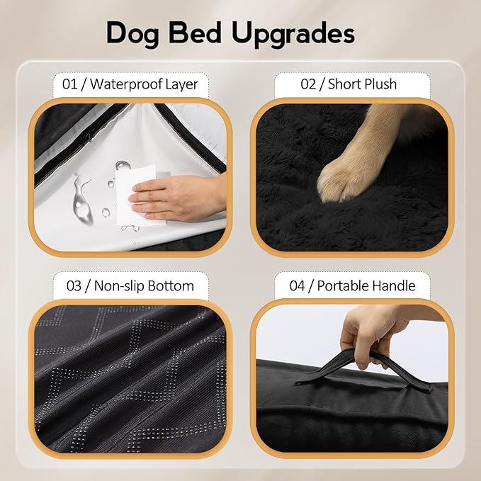 Large Orthopedic Dog Bed with Sides XXL Dog Beds with Removable Washable Cover Non-Slip Waterproof Pet Bed for Extra Large Dogs - Black XXL