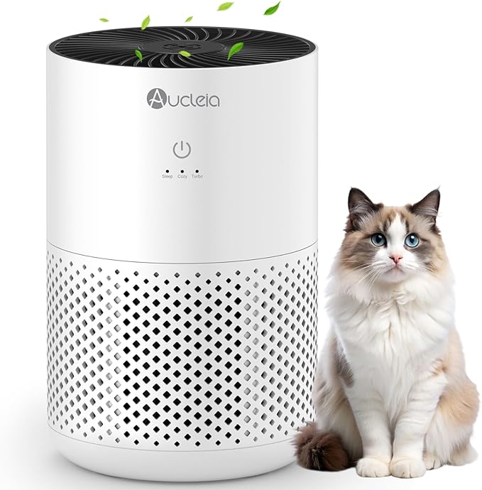 Air Purifiers for Bedroom Home with H13 True HEPA Filter, 20dB Quiet Air Cleaner for Pets Hair Dander Odor, Smoke Dust Pollen, Aromatherapy Function, White