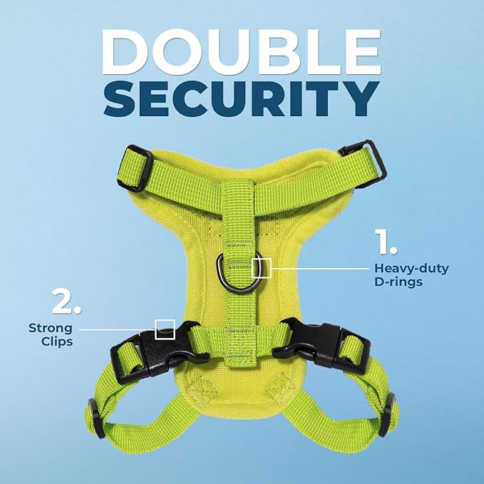 Voyager Escape-Proof Step-in Lock Cat Harness & 5ft Neoprene-Handle Leash Set All-Weather Mesh with Reflective Stitching for Small to Large Cats by Best Pet Supplies, Lime Green, XXS