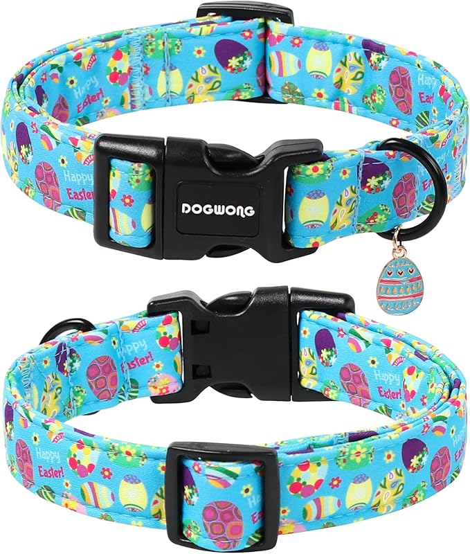 DOGWONG Easter Dog Collar, Cute Easter Egg Pet Collar Durable Holiday Girl Boy Adjustable Cotton Dog Collars with Quick Release Buckle for Puppy Small Dogs,XS Visit The Elegant Little Tail Store