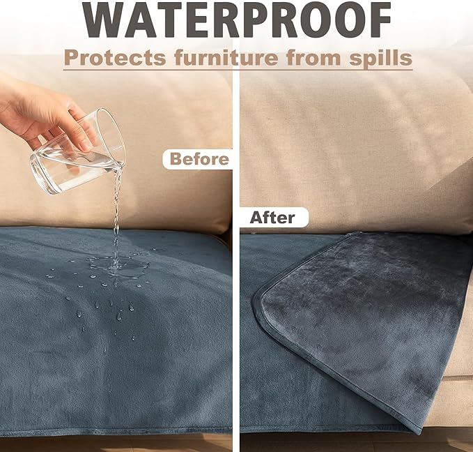 Ameritex Pet Bed Blanket Reversible 100% Waterproof Velvet Super Soft for Sofa and Bed