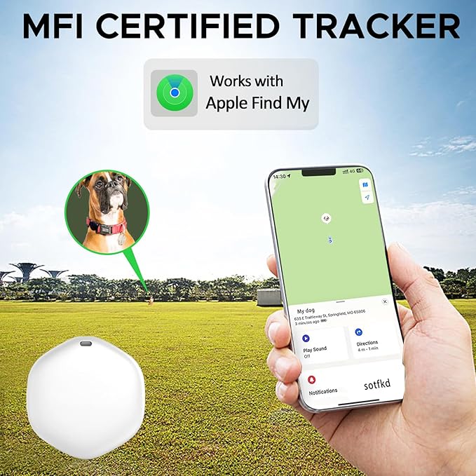 GPS Tracker for Dogs, Mini GPS Pet Tracker with Silicone Cover, IPX8 Waterproof GPS Trackers for Kids,No Monthly Fee,Work with Apple Find My(iOS Only),Dog Trackers Finder Trackers Pets (Pink-New)
