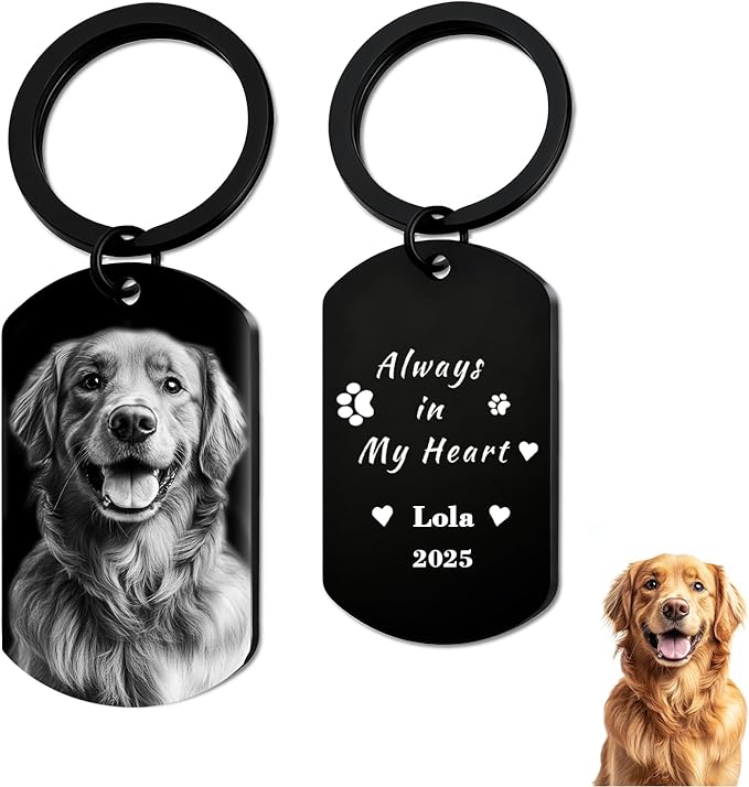 QYH Custom Memorial Dog Keychain with Picture - Personalized Cat Dogs Pet keepsakes Keychains Customized Gifts for Pet Lovers