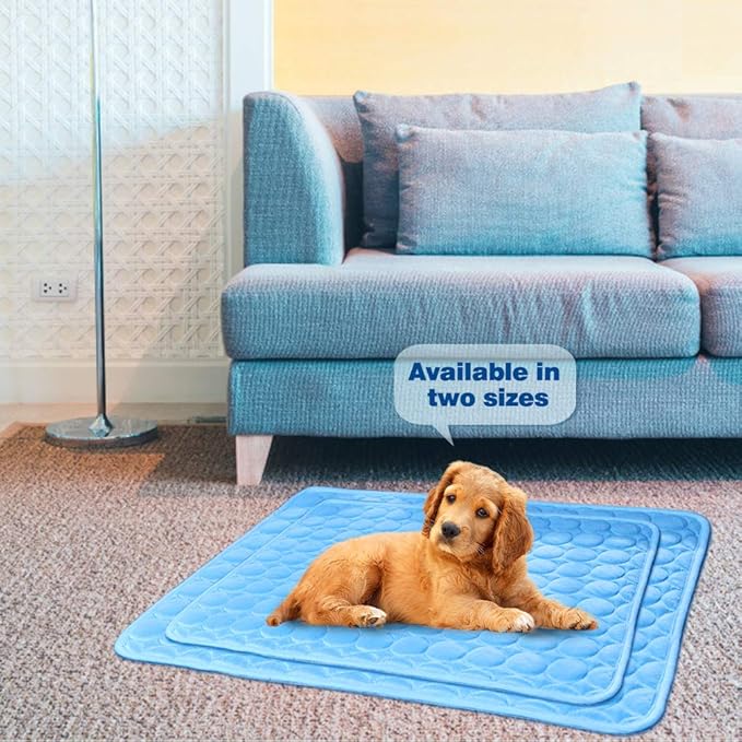 Washable Dog Cooling Mat Ice Silk Cooling Mat for Dogs Pet Self Cooling Pad Blanket Dog Cool Pad for Indoor & Outdoor Car Seats (Blue, 40x28 in)