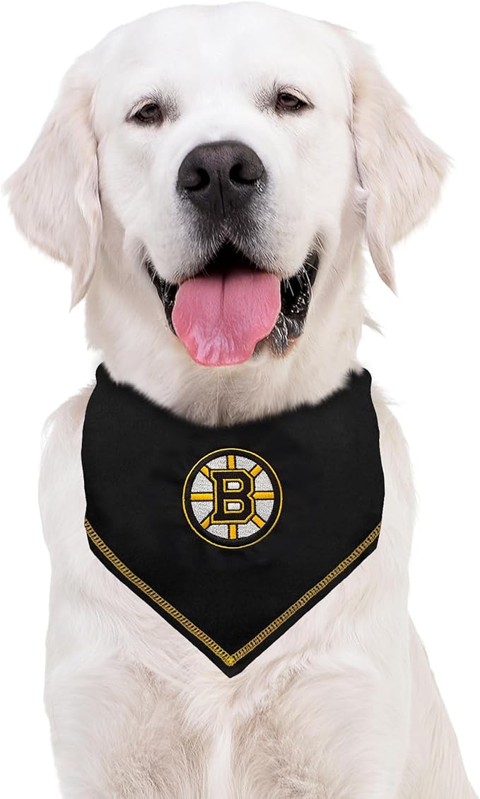 Pets First NHL Boston Bruins TIE Bandana, Size Small/Medium. Dog Bandana Scarf Bib for Pet Cat Dog. The Ultimate Game-Day, Party Bandana