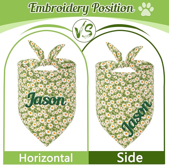 Personalized Dog Bandana with Embroidered Name, Custom Neckwear Dog Scarf Triangle Bibs Pet Accessories for Small Medium Large Dogs Cats Pets Birthday Gift