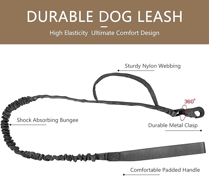 DAGANXI Tactical Dog Collar Leash Set, Adjustable Military Training Nylon Dog Collar with Controll Handle and Heavy Metal Buckle for Medium and Large Dogs，with Patches and Airtags Case (L, Black-Set)