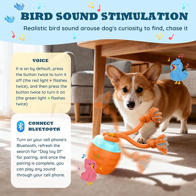 Interactive Dog Toys - Motion Activated Balls for Medium/Large Dogs, Automatic Moving Dogs Toy for Boredom, Interactive Dog Ball to Keep Them Busy(Light Orange)